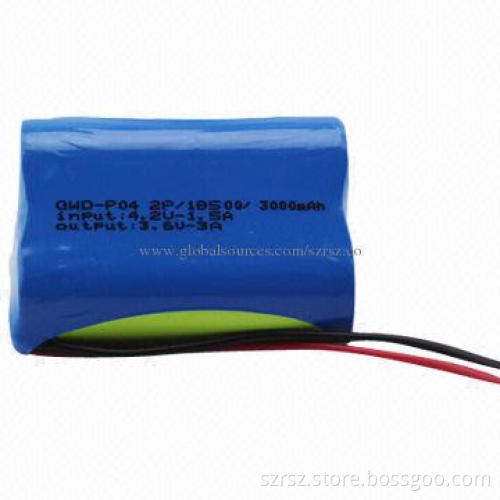 Lithium-ion Battery, 18,500, 3.7V/3,000mAh